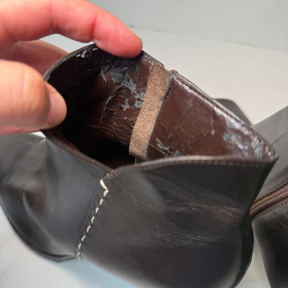 Franco Sarto Women's Square Toe Leather Booties Dark Brown Size 8 - Picture 7 of 8